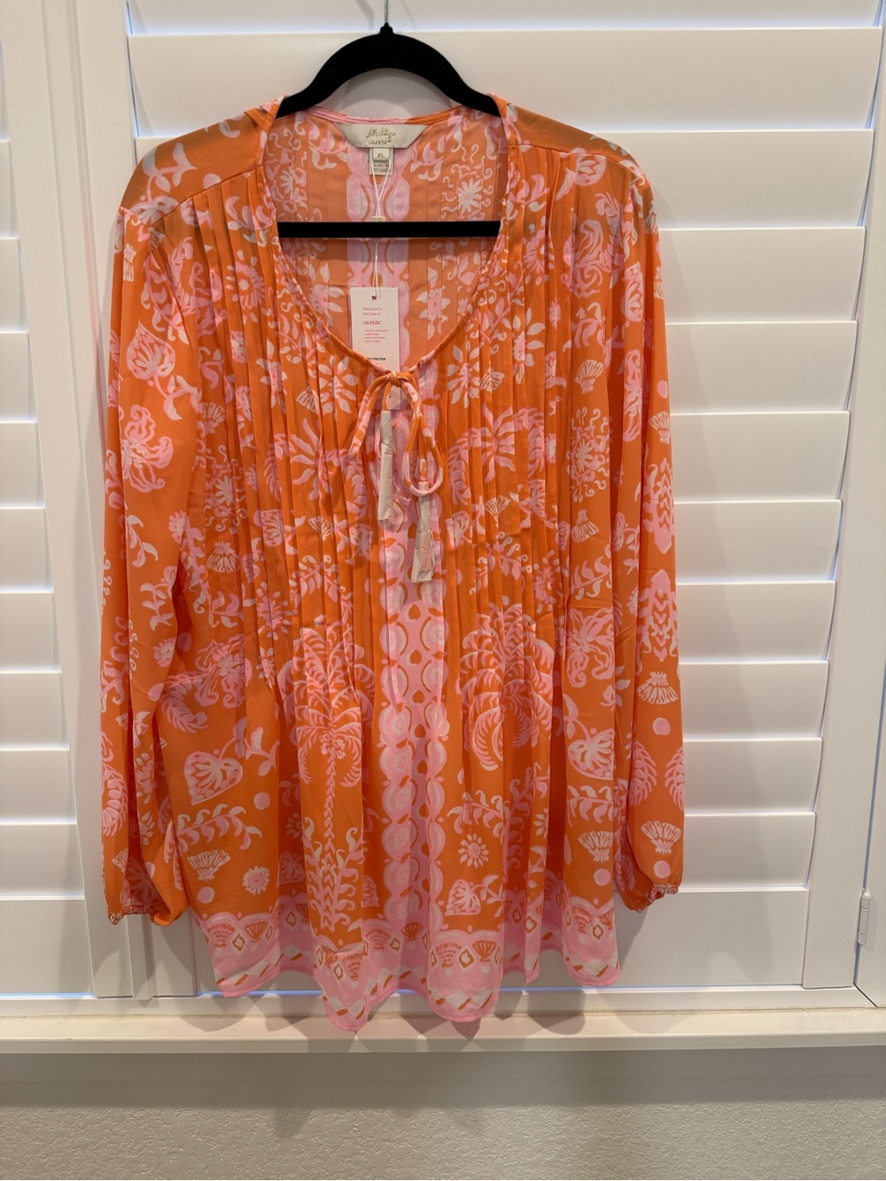 NWT XL Lilly Pulitzer - Marilina Long Sleeve Blouse - Breezy Palm Engineered